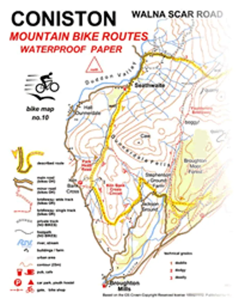 Bike Routes Map No.10: Coniston: Seathwaite Torver Blawith